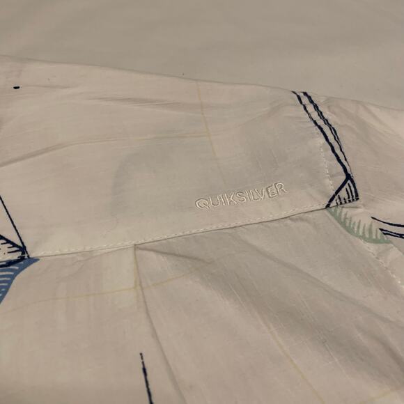 Waterman Quicksilver Short Sleeves Button Down shirt Nautical Ocean Surf XL - Picture 9 of 12